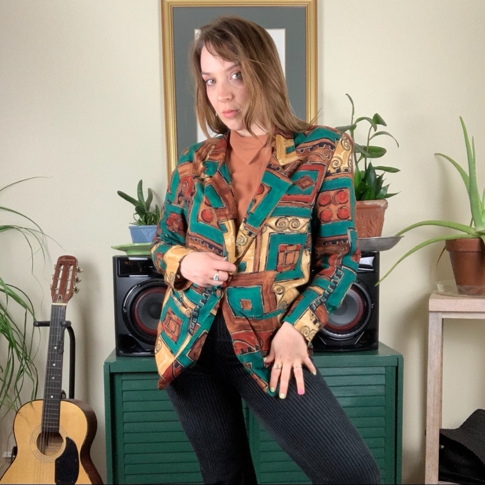 90s VTG Bold & Funky Lightweight Blazer - M